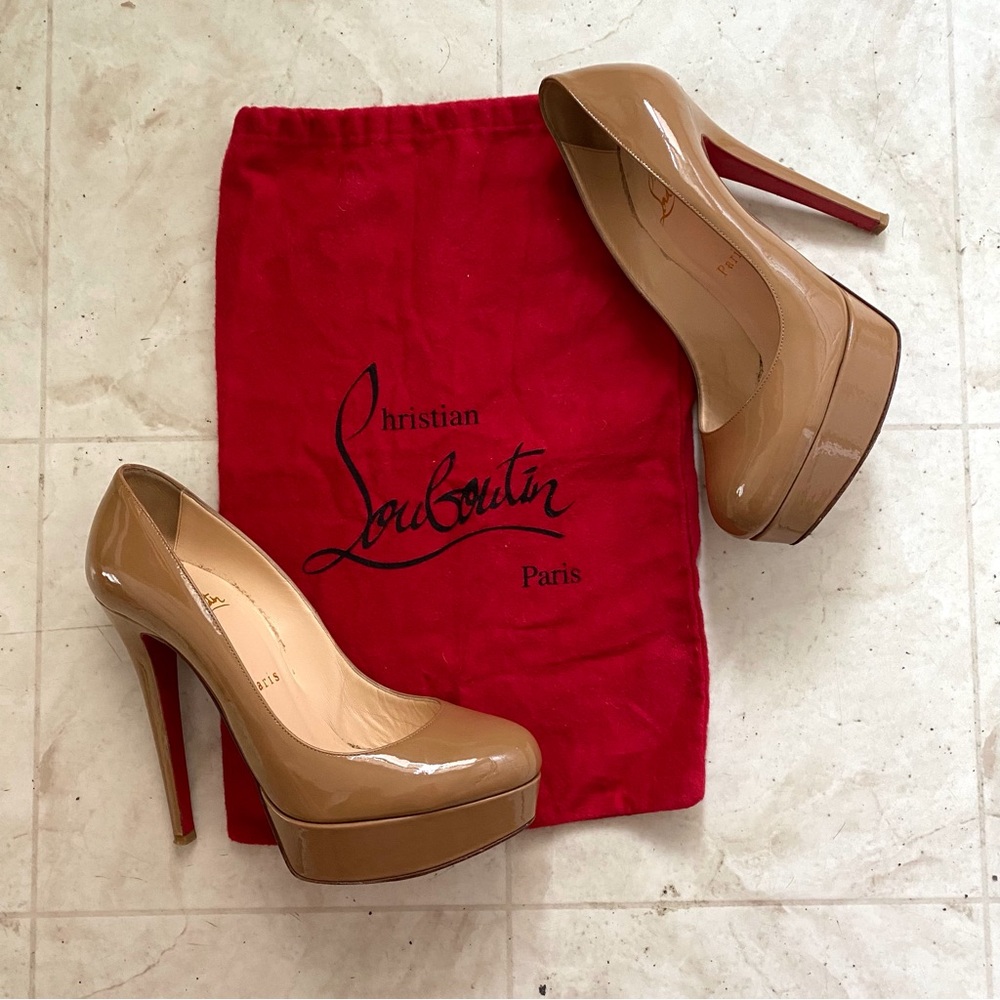Christian Louboutin Tan Patent Leather Heels